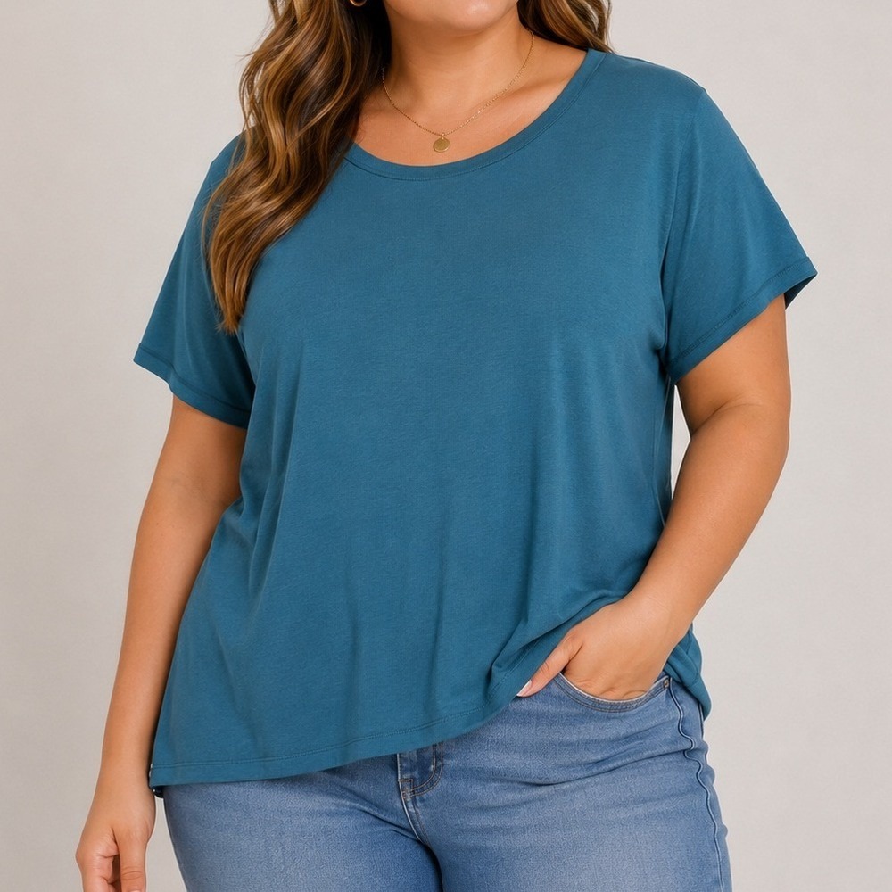 Athleta Women's M Tee Blue Short Sleeve High Low Performance Top Relaxed Fit
